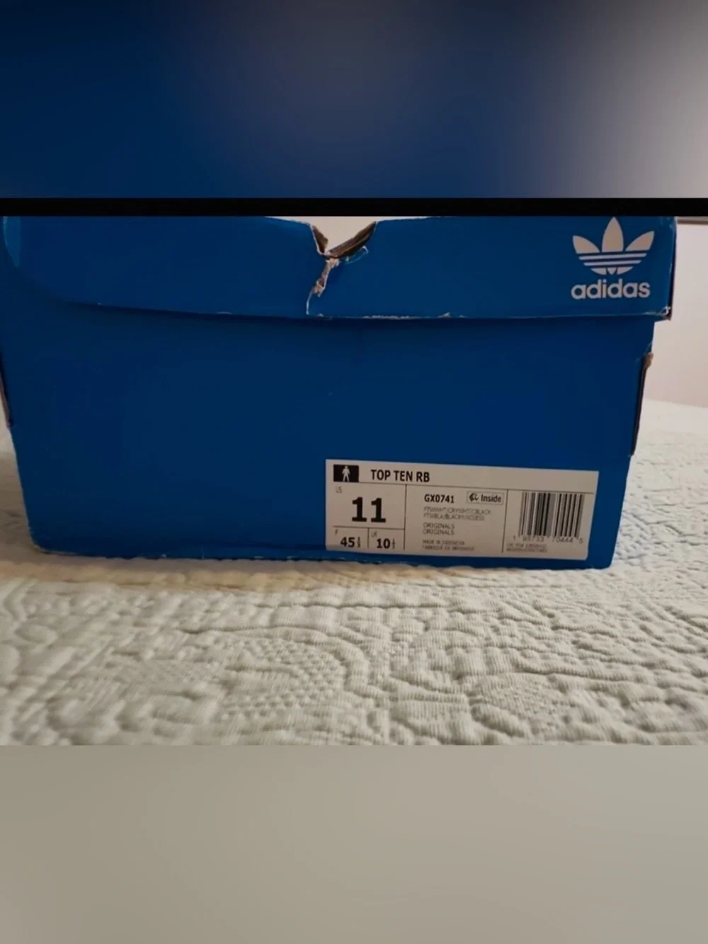 Adidas Top 10 RB hightop sneakers, white/blk/crystal,11,NWT